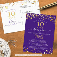 Class Reunion Purple Gold Stars Lights Any Year
