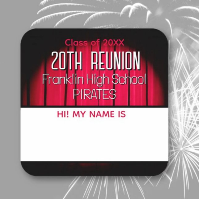 Class Reunion red and black Name tag Sticker (Creator Uploaded)