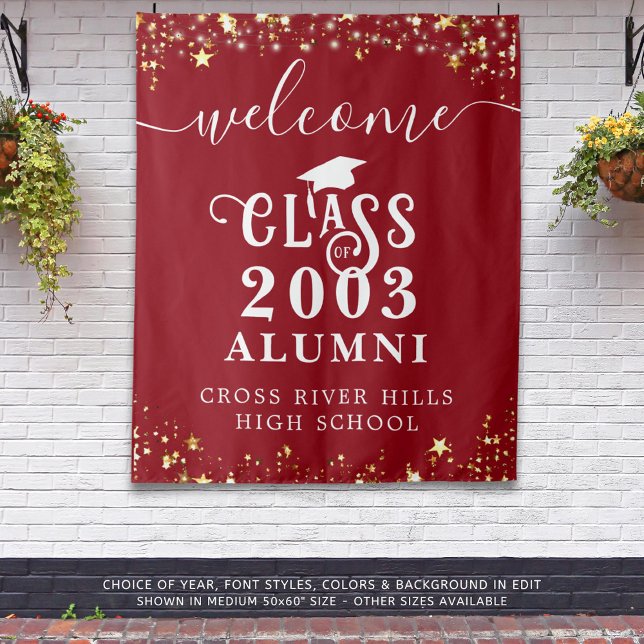 Class Reunion Red Welcome Class Year Alumni Tapestry (Creator Uploaded)