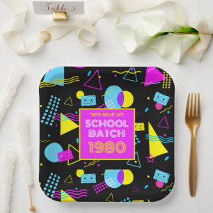 Class Reunion Retro School 80's Style Paper Plate