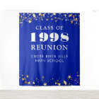 Class Reunion Royal Blue Gold Stars Backdrop