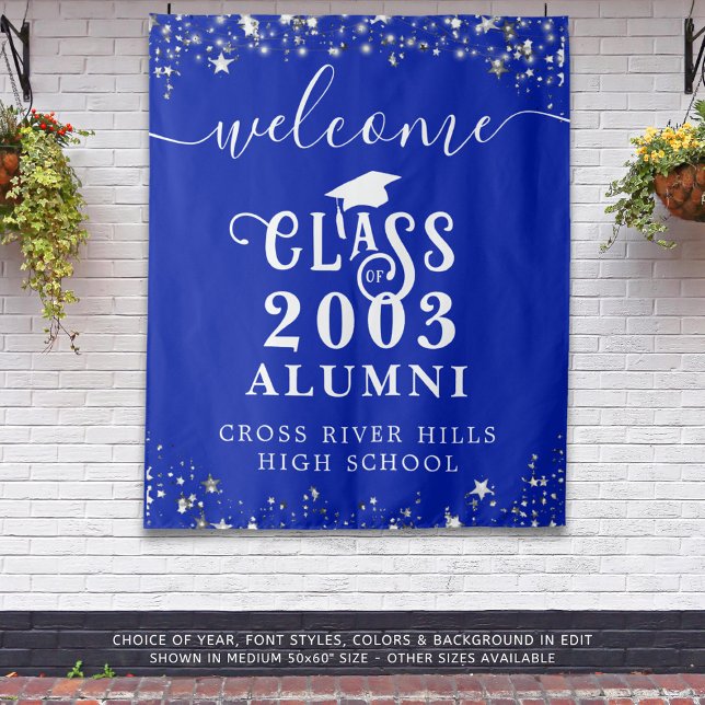 Class Reunion Royal Blue Welcome Class Year Alumni Tapestry (Creator Uploaded)