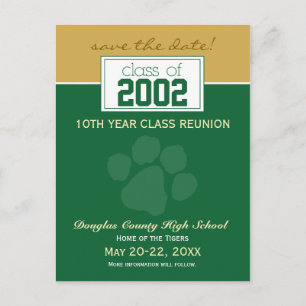 Class Reunion Save-the-Date Announcement (green) Postcard