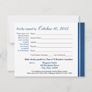 Class Reunion Varsity Stripe Response Card