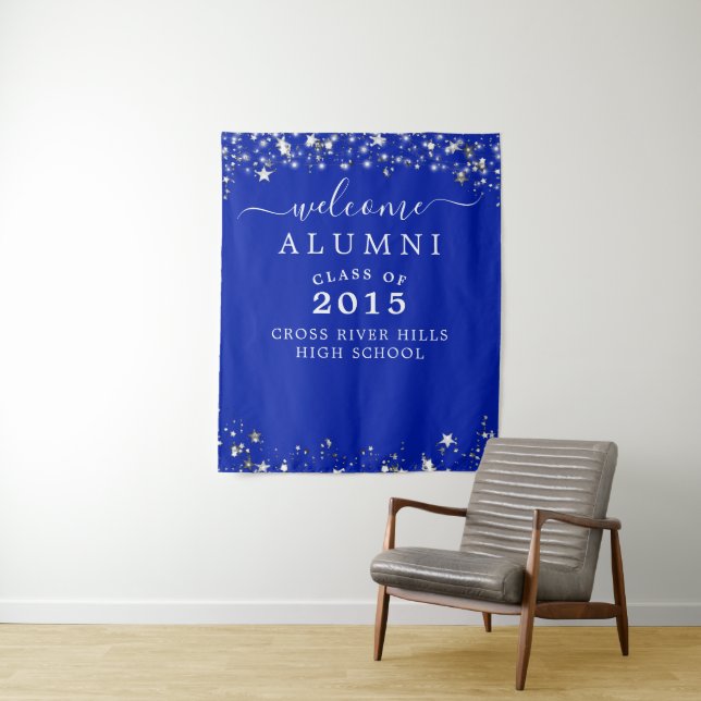 Class Reunion Welcome Alumni Royal Silver Stars Tapestry (In Situ)