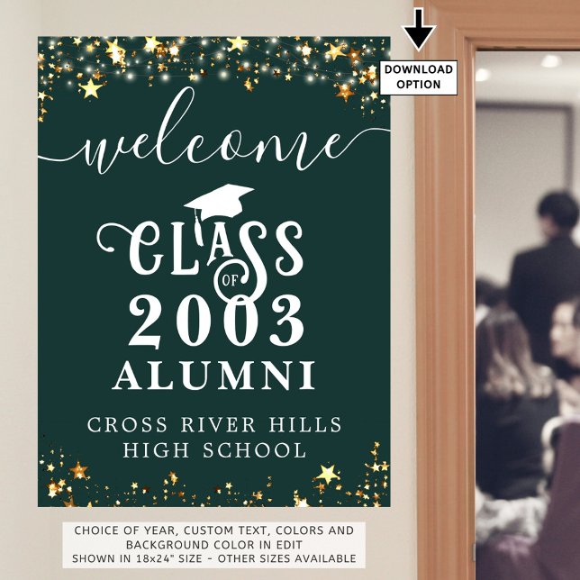 Class Reunion Welcome Green Gold Stars Custom Poster (Creator Uploaded)