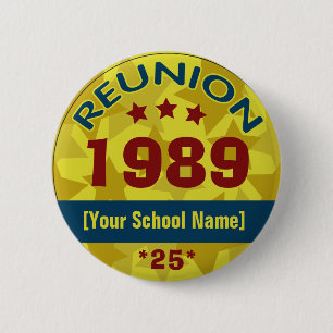 Class Reunion with Stars customizable 2 Inch Round Button