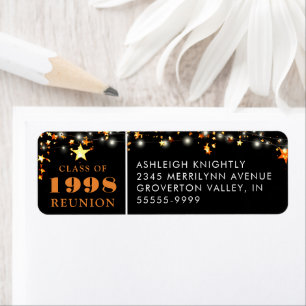 Class Reunion Year Black Orange Gold Stars