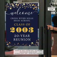 Class Reunion Year Welcome Navy Blue Gold Stars