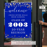 Class Reunion Year Welcome Royal Blue Gold Stars