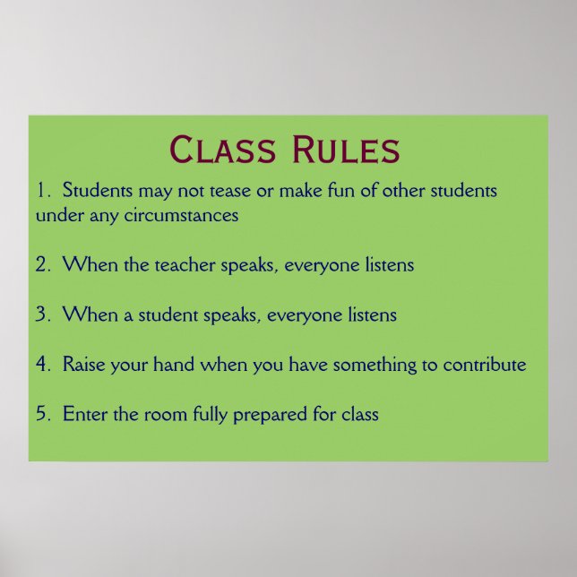 Class Rules Poster (Front)