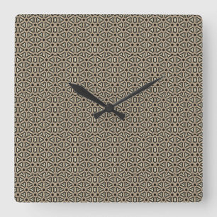 Class Tan and Black Unusual Weave Blend Pattern Square Wall Clock