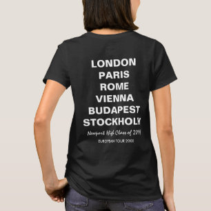 Class Trip List of Cities European Trip Custom T-Shirt