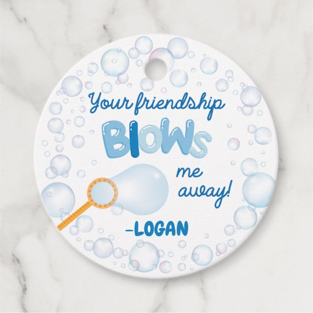 Class Valentines Bubble Favours Favour Tags (Front)