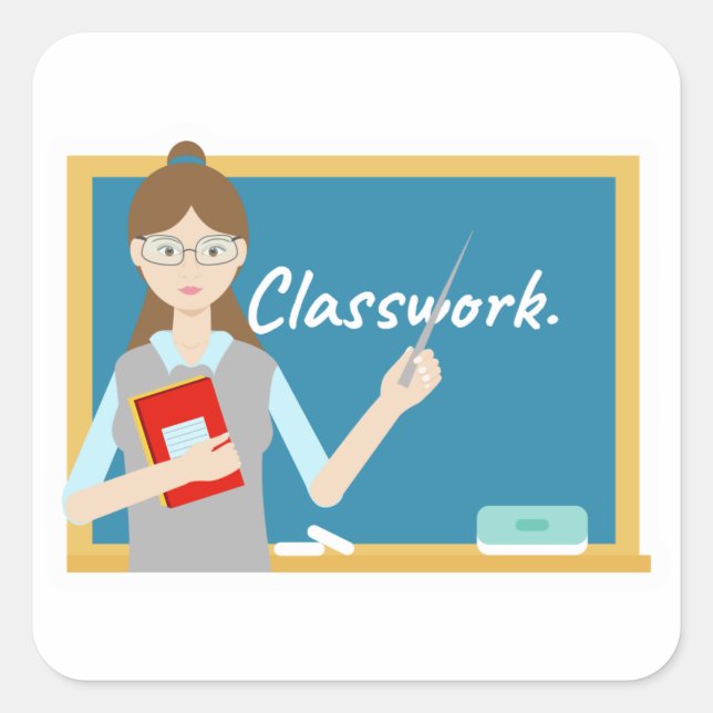 Class work square sticker (Front)