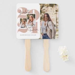 Class Year 3 Photo Collage Graduation Hand Fan