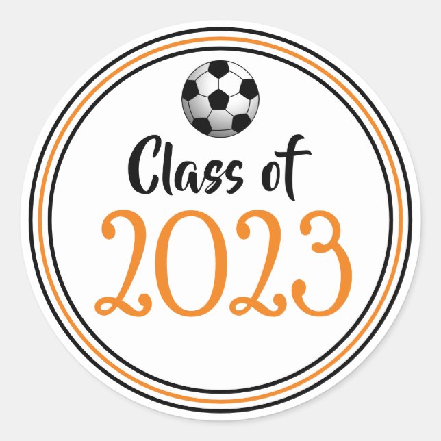 Class Year Orange & Black Graduation Classic Round Sticker (Front)