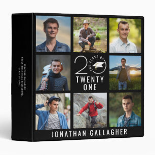 Class Year School 8 Photo Collage Graduation Black Binder