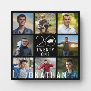 Class Year School 8 Photo Collage Graduation Black Plaque