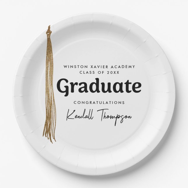 Class Year School Custom graduate Paper Plate (Front)