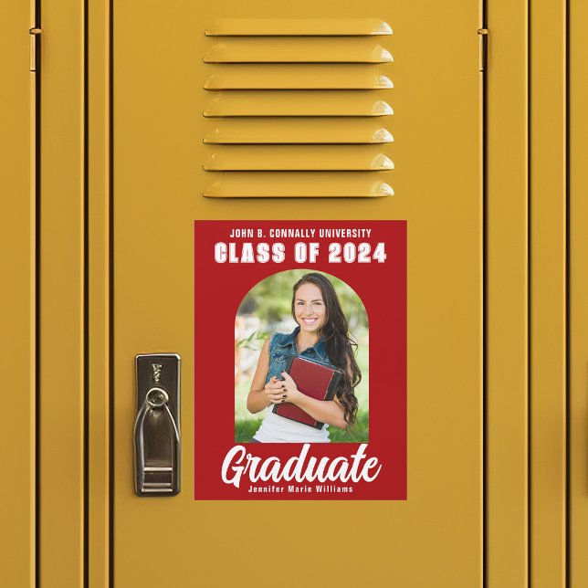 Classe blanche rouge de 2025 Magnet de graduation  (Créateur téléchargé)
