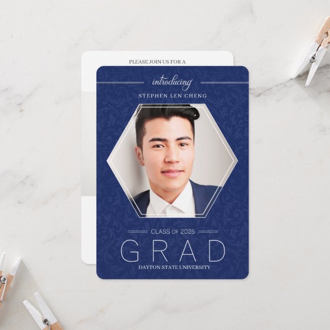 Classe bleue de 2025 Graduation Photo Invitation (Devant/Arrière en situation)