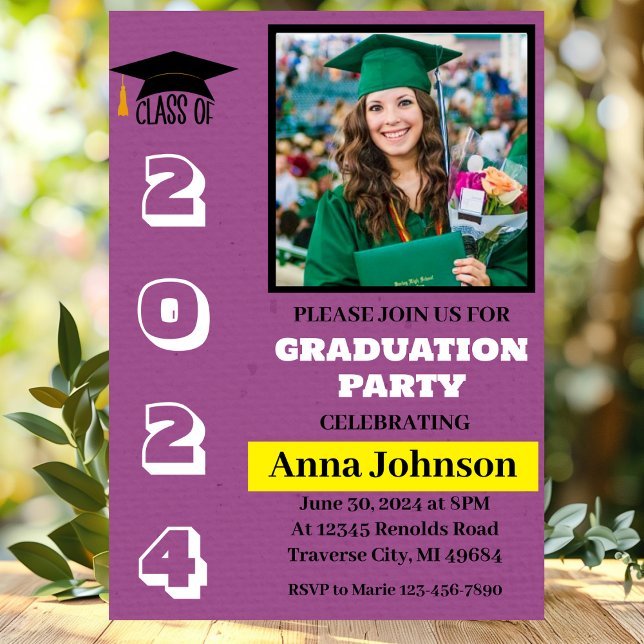 Classe d'année Mauve Graduation Party Invitation (Créateur téléchargé)