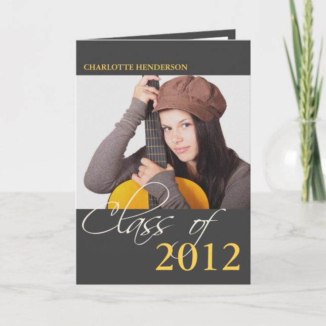 Classe d'ardoise gris graduation photo faire-part (Devant)