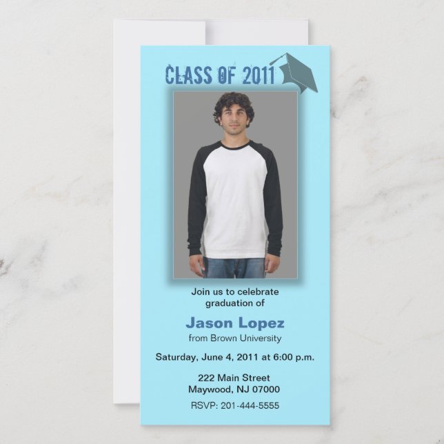 Classe de 2011 Carte photo de graduation Blue Shad (Devant)