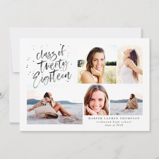 classe de 2018 diplômé multi photo faire-part (Devant)