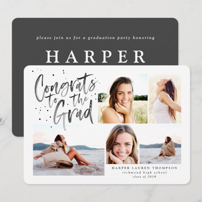 classe de 2018 diplômé multi photo invitation (Devant / Derrière)