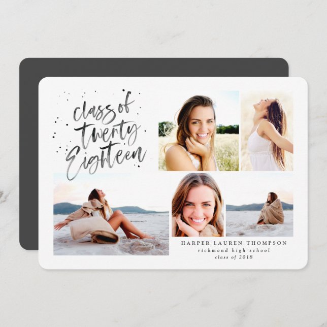 classe de 2018 diplômé multi photo invitation (Devant / Derrière)