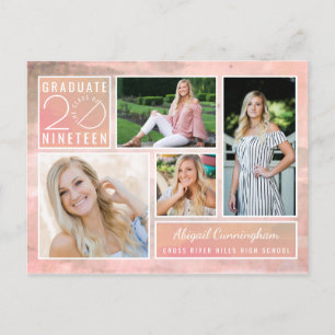 Classe de 2019 Photo Peach Watercolor Invitation