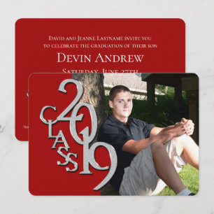 Classe de 2019 Red Photo Graduation Invitation