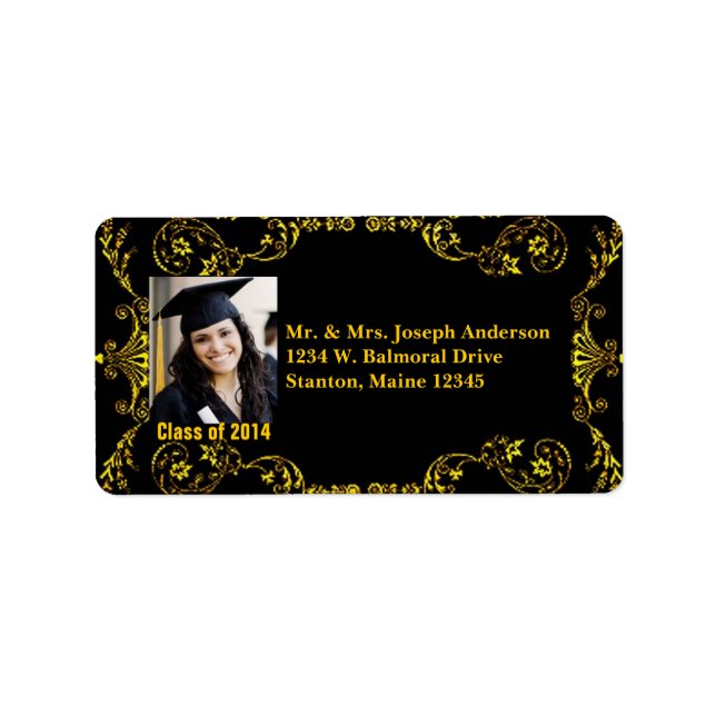 Classe de 2020 Gold Black Étiquette de adresse vic (Devant)