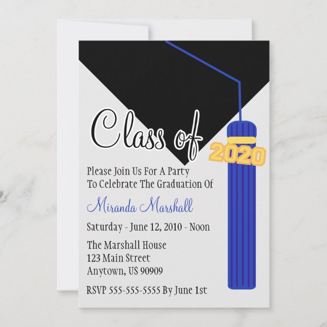 Classe De 2020 Invitation De Diplôme De Tassel (Bl (Devant)