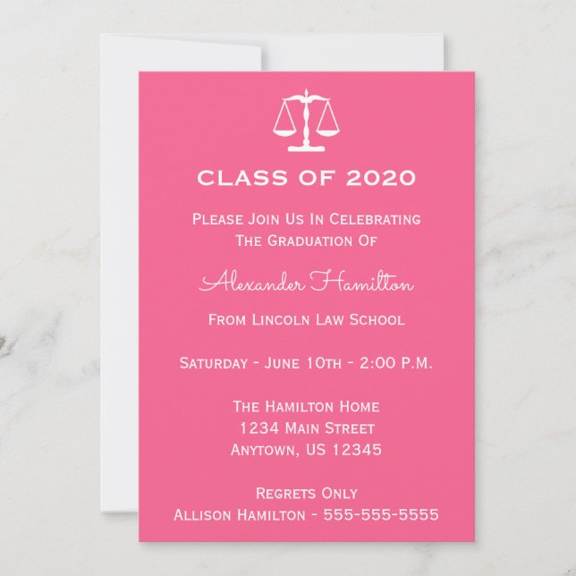 Classe De 2020 Invitation De Diplôme D'Échelle (Ro (Devant)