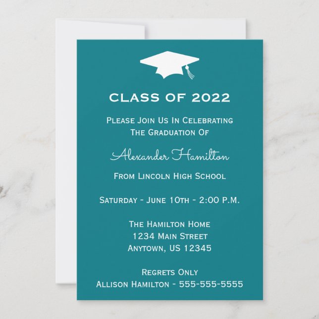 Classe De 2022 Casquette Invitation De Diplôme (Tu (Devant)