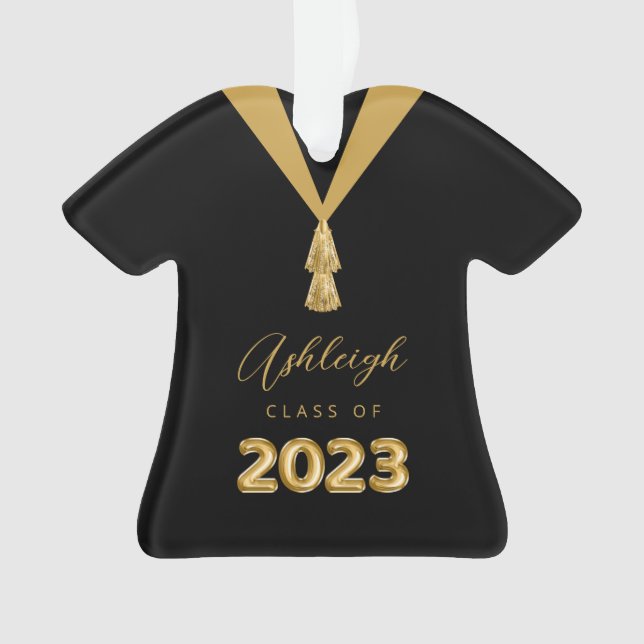 Classe de 2023 Personnalisé Black Graduation Gown (devant)