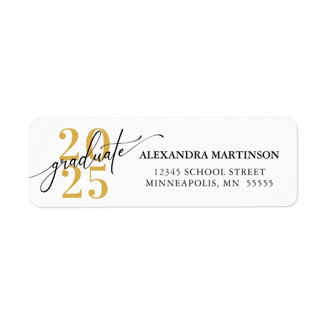 Classe de 2023 Script Gold et Black Adresse de ret (Devant)
