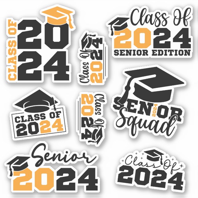Classe de 2024 Graduation Custom-Cut Vinyl Sticker (Devant)