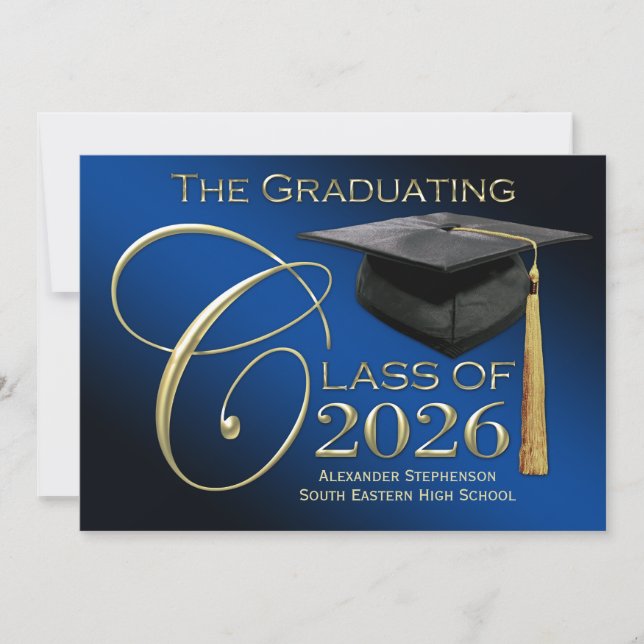 Classe de 2025 5x7 Blue Graduation Faire-part (Devant)