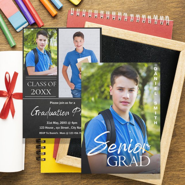 Classe de 2025 Elégant Senior Grad Faire-part (Class of 2026 Elegant Senior Graduation Party Invitation)