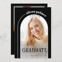 Classe de 2025 GRADUATE arc noir photo Invitation