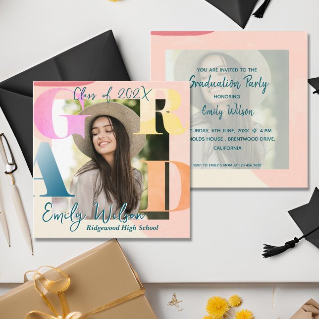 Classe de 2025 Mini Photo Graduation Invitation (Class of 2025 Mini Photo Graduation Invitation)