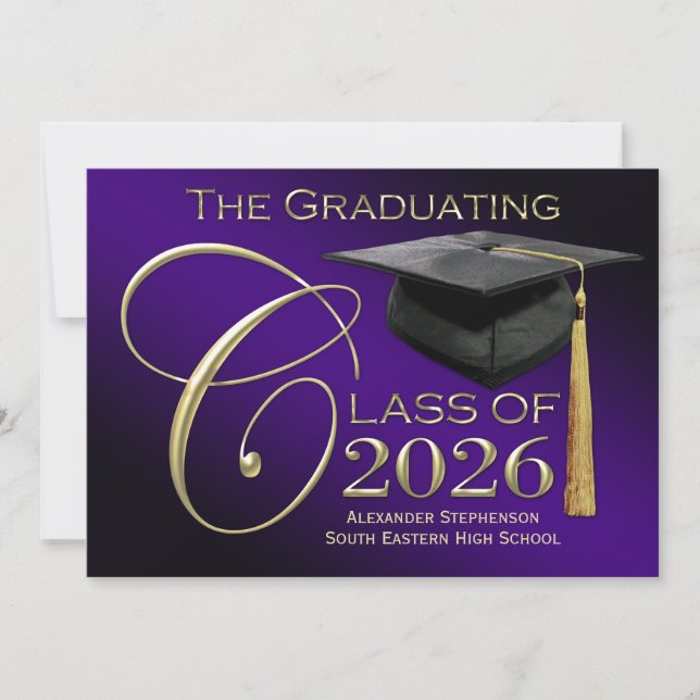 Classe de 2025 Rich Purple Graduation Faire-part (Devant)