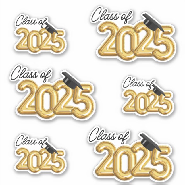 Classe de 2025 Sticker Graduation Set de 6 (Devant)