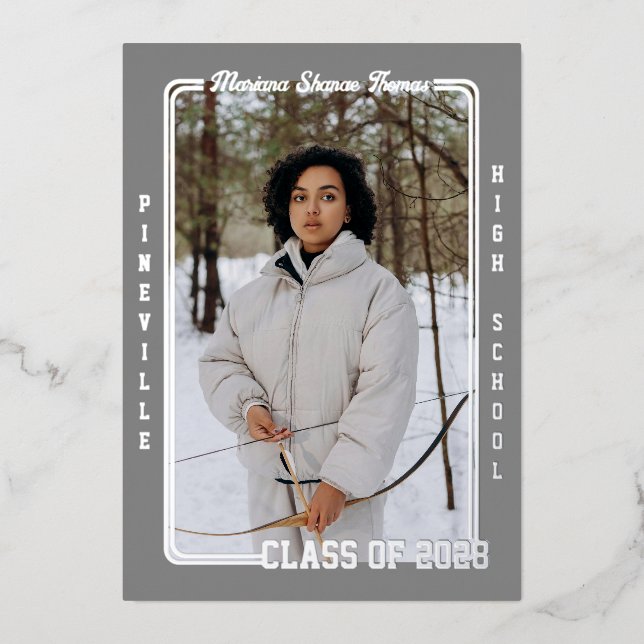 Classe de 2026 Grad Sports Card Foil Faire-part (Recto)