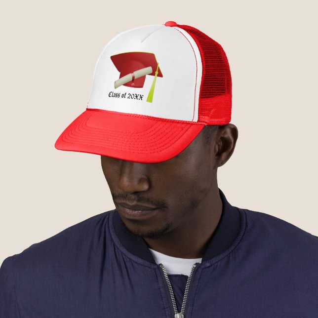 Classe de 20XX Graduation Casquette rouge et Casqu (En situation)