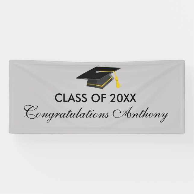 Classe de bannière grise d'obtention du diplôme du (Horizontal)
